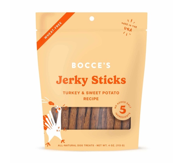 Bocce's Bakery Turkey Grazers Jerky Sticks Dog Treats 4oz