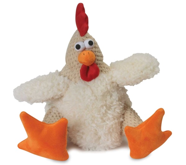goDog Checkers Fat Rooster White w/Chew Guard Plush Dog Toy  - Large