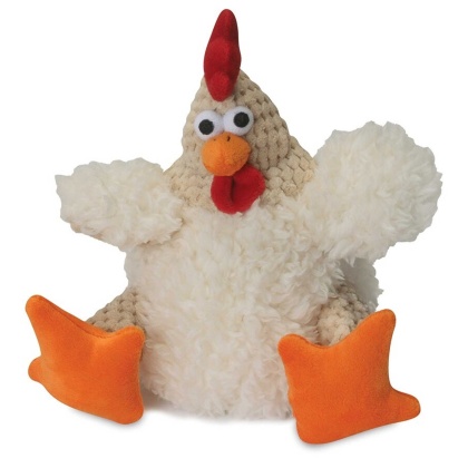 goDog Checkers Fat Rooster White w/Chew Guard Plush Dog Toy  - Small