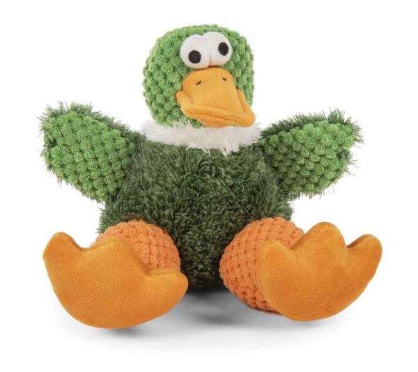 goDog Checkers Sitting Duck Plush Dog Toy Small