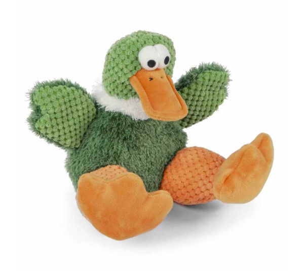 goDog Checkers Sitting Duck w/Chew Guard Plush Dog Toy Large
