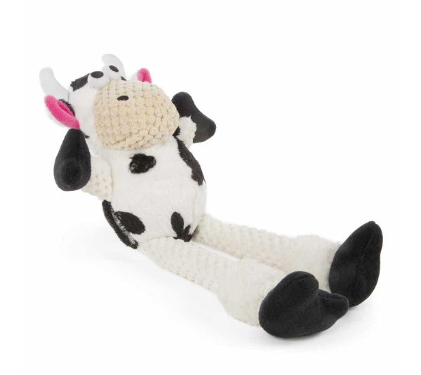 goDog Checkers Skinny Cow w/Chew Guard Plush Dog Toy Small