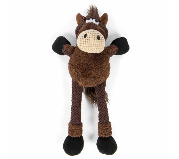 goDog Checkers Skinny Horse w/Chew Guard Plush Dog Toy Large