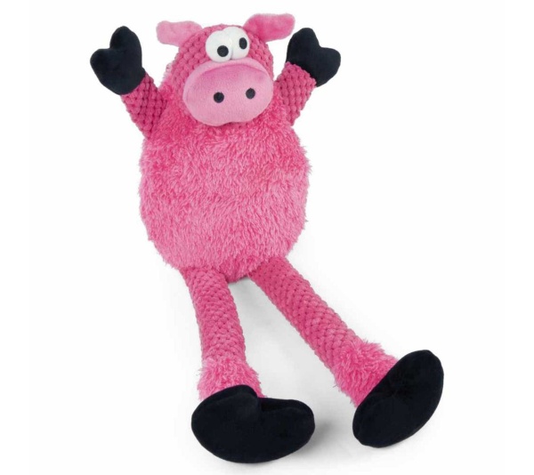 goDog Checkers Skinny Pig w/Chew Guard Plush Dog Toy  - Large