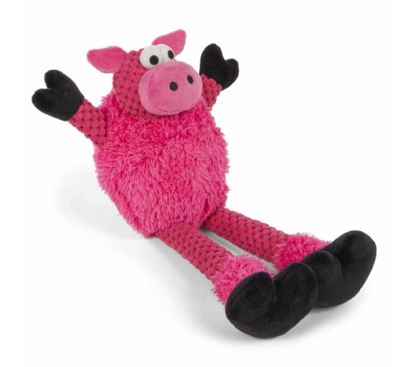 goDog Checkers Skinny Pig w/Chew Guard Plush Dog Toy  - Small