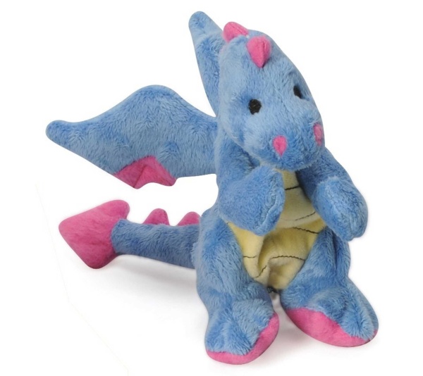Blue - goDog Dragon w/Chew Guard Periwinkle Plush Dog Toy - Large