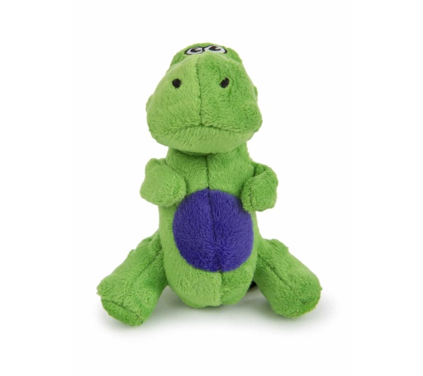 Green - goDog Dinos T-Rex Just For Me Squeaky Plush Dog Toy  - Mini
