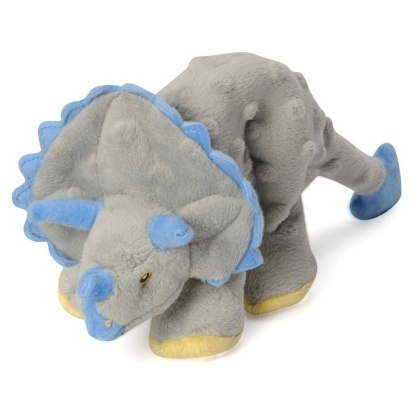 Grey - goDog Dinos Frills Triceratops w/Chew Guard Plush Dog Toy  - Small