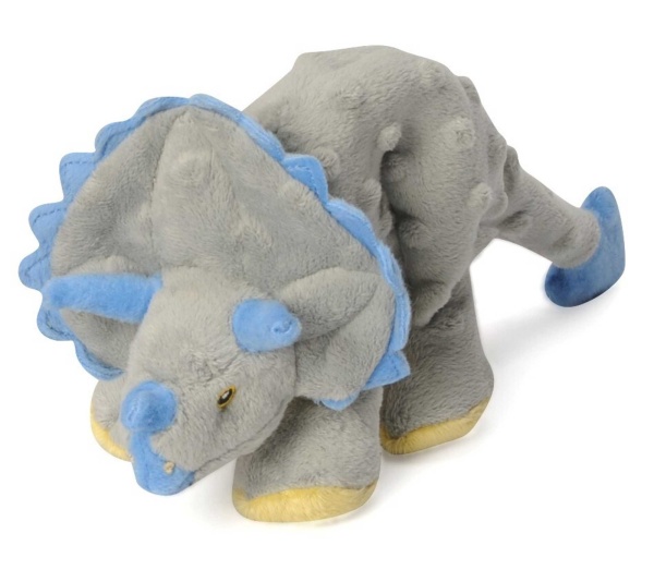 Grey - goDog Dinos Frills Triceratops w/Chew Guard Plush Dog Toy  - Small