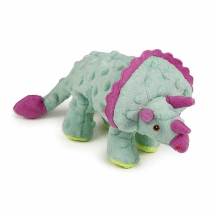 goDog Dino Triceratops w/Chew Guard Teal Plush Dog Toy  - Small