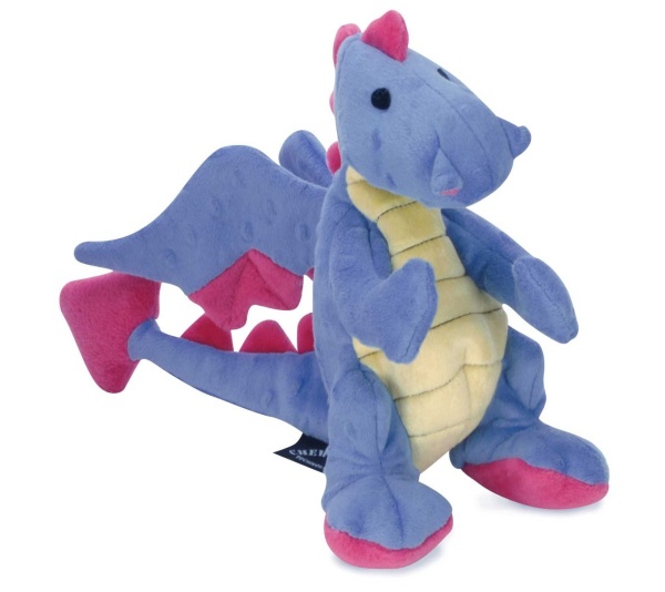 goDog Dragon w/Chew Guard Periwinkle Plush Dog Toy  - Small