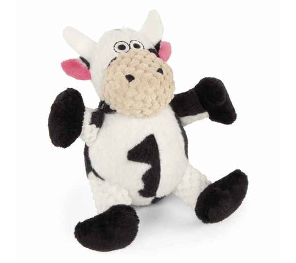 goDog Just For Me Checkers Sitting Cow w/Chew Guard Plush Dog Toy