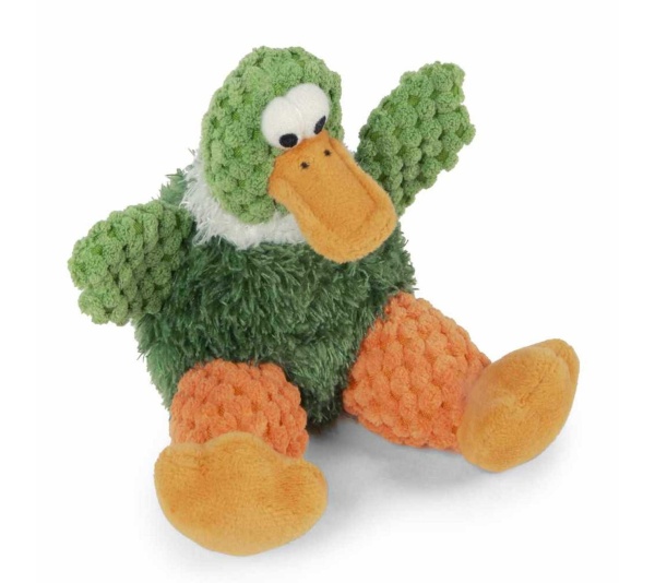 goDog Just For Me Checkers Sitting Duck w/Chew Guard Plush Dog Toy