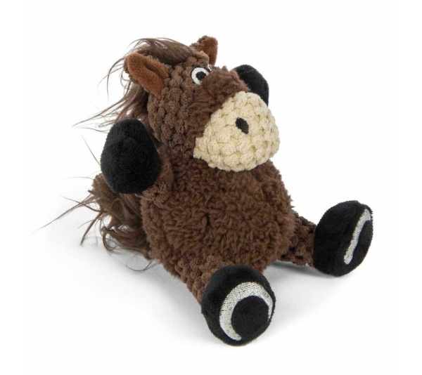 goDog Just For Me Checkers Sitting Horse w/Chew Guard Plush Dog Toy