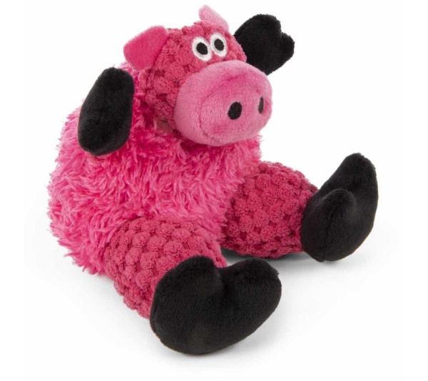 goDog Just For Me Checkers Sitting Pig w/Chew Guard Plush Dog Toy