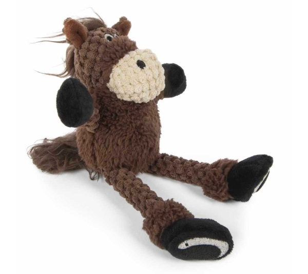 goDog Just For Me Checkers Skinny Horse w/Chew Guard Plush Dog Toy