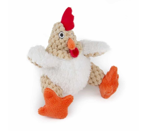 goDog Just For Me Fat White Rooster w/Chew Guard Plush Dog Toy