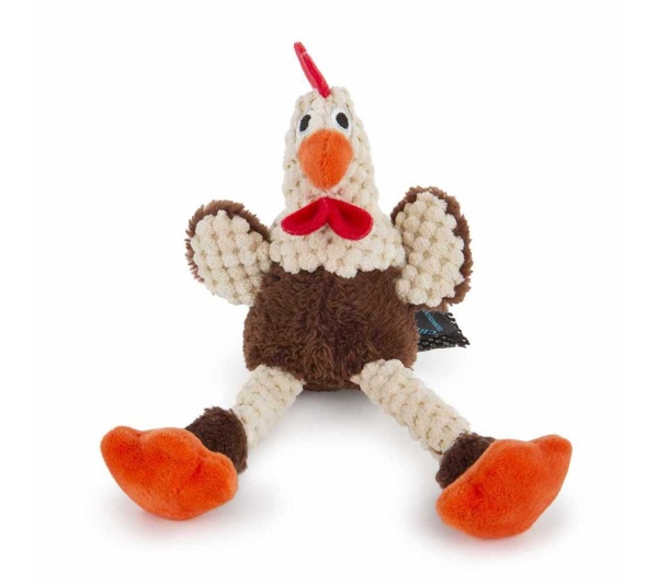 goDog Just For Me Skinny Brown Rooster w/Chew Guard Plush Dog Toy