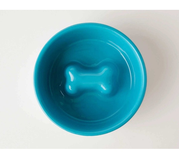Blue - Jax & Bones Bone Slow Feeder Bowl  - Small