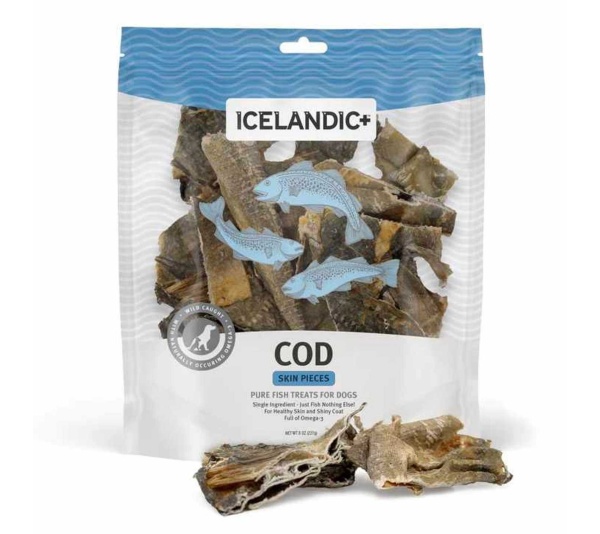 Icelandic + Cod Skin Pieces Dog Fish Treat 8oz Bag
