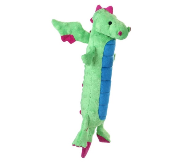 goDog Skinny Dragons w/Chew Guard Plush Dog Toy Green Large