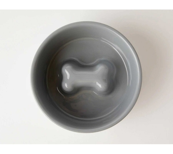 Grey - Jax & Bones Bone Slow Feeder Bowl  - Small