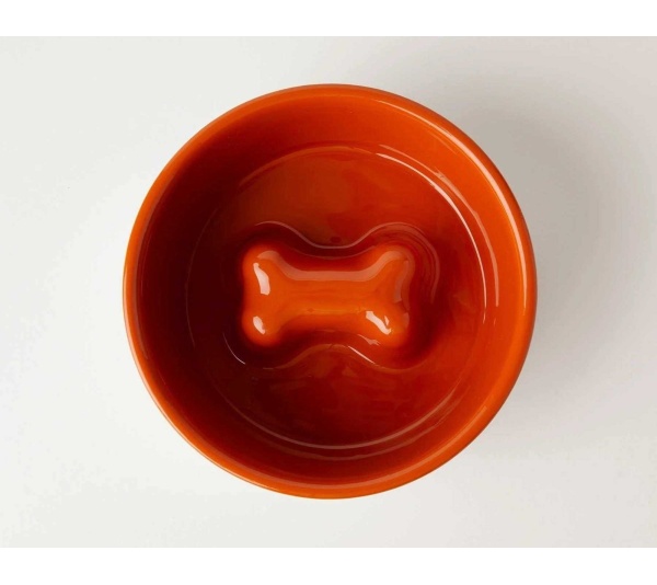 Orange - Jax & Bones Bone Slow Feeder Bowl  - Medium
