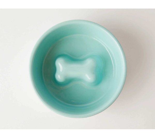 Teal - Jax & Bones Bone Slow Feeder Bowl  - Large
