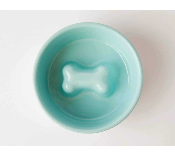 Teal - Jax & Bones Bone Slow Feeder Bowl  - Medium