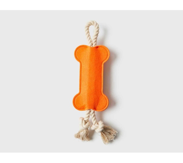 Orange - Jax & Bones Hitch and Bone Rope Dog Toy - 12"