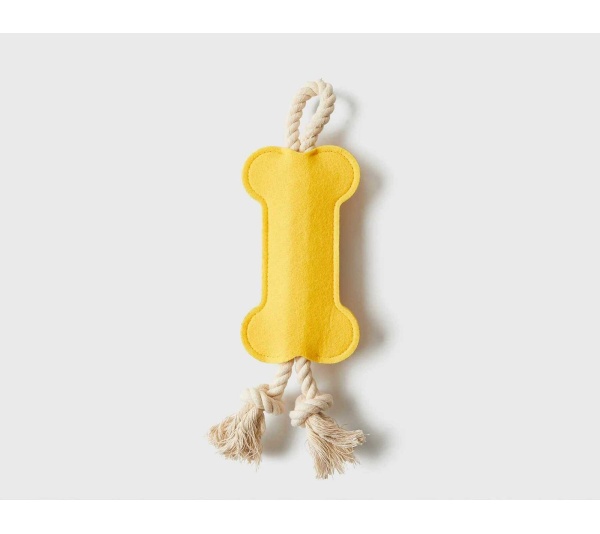 Yellow - Jax & Bones Hitch and Bone Rope Dog Toy  - 12"