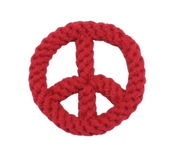 Red - Jax & Bones Peace Sign Rope Dog Toy  - 7"