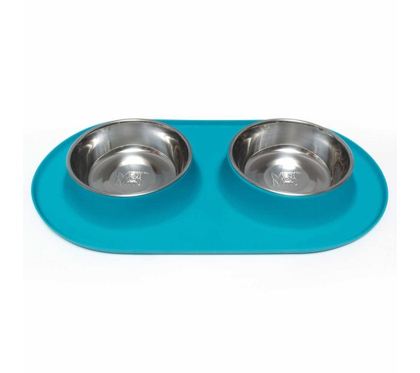 Blue - Messy Mutts Double Silicone Feeder  - Large