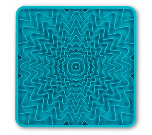 Blue - Messy Mutts Framed Spill Resistant Silicone Interactive Lick Mat  - 10" x 10"