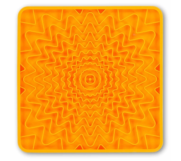 Orange - Messy Mutts Framed Spill Resistant Silicone Interactive Lick Mat  - 10" x 10"