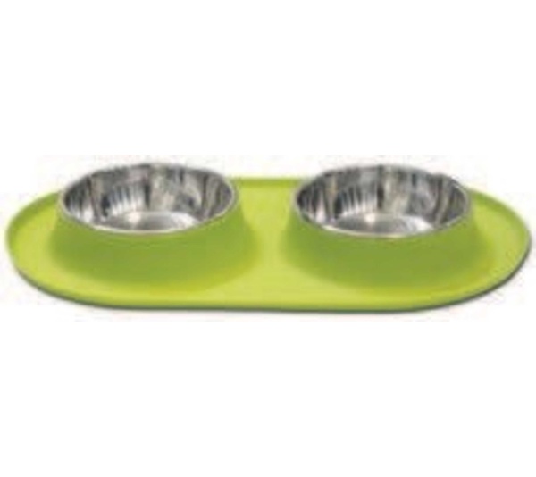 Warm Grey - Messy Mutts Double Silicone Feeder  - Large