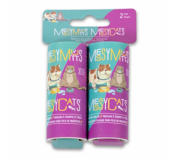 Messy Mutts Replacement Pet Hair Lint Rollers Travel Size 2pk