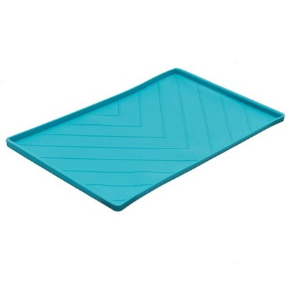Blue - Messy Mutts Silicone Food Mat Raised Edge  - Large 24" x 16"