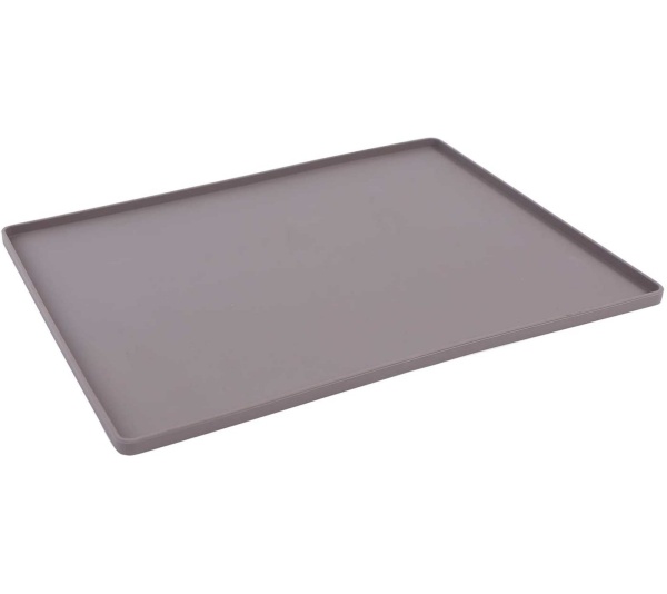 Grey - Messy Mutts Silicone Food Mat Raised Edge  - Small 16" x 12"