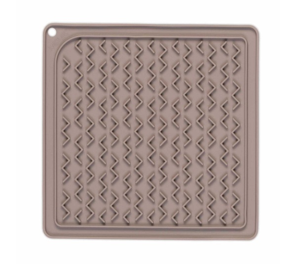 Grey - Messy Mutts Silicone Therapeutic Dog Feeding Mat  - 8" x 8"