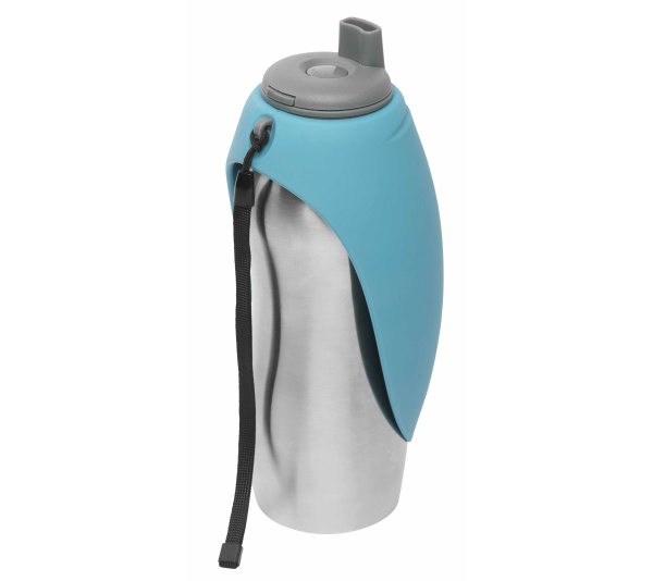 Blue - Messy Mutts Stainless w/Silicone Travel Water Bottle  - 24oz