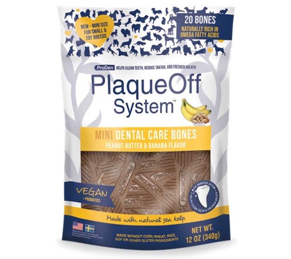 PlaqueOff MINI Dental Care Bones - Peanut Butter & Banana