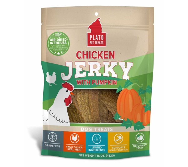 Plato Pet Treats Chicken Jerky with Pumpkin  - 16oz