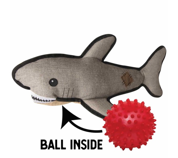 SnugArooz Saul the Shark w/ Rubber Spikey Ball Plush Dog Toy 19"