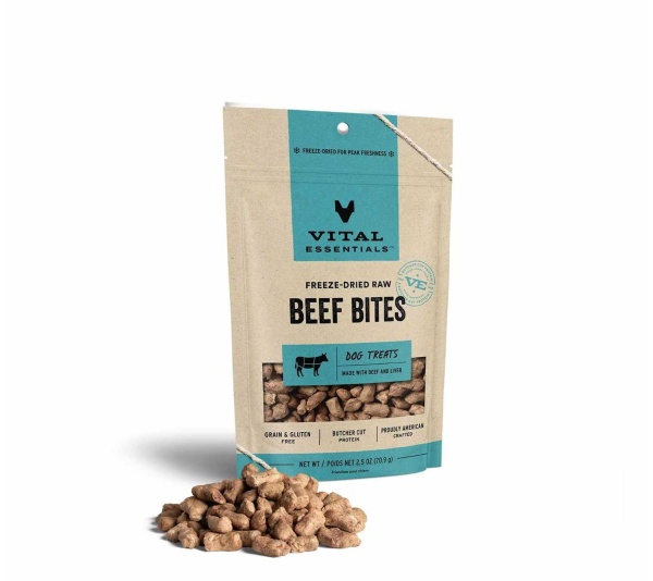 Vital Essentials(R) Freeze-Dried Beef Bites Dog Treats, - 2.5 oz