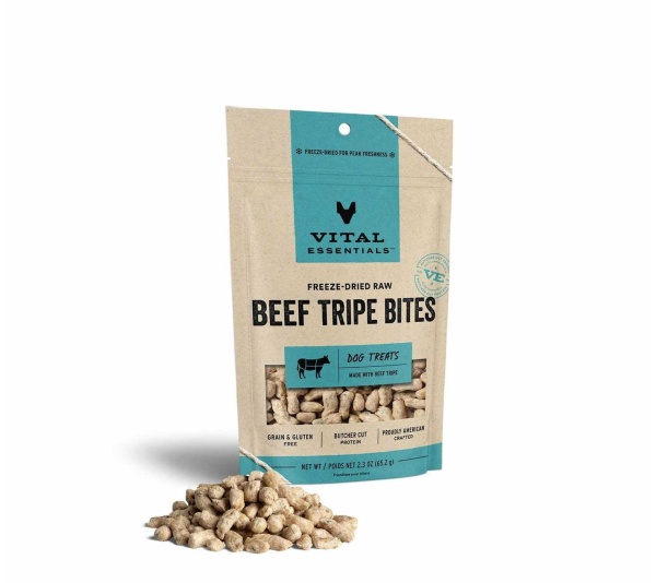 Vital Essentials(R) Freeze-Dried Beef Tripe Bites Dog Treats, - 2.3 oz