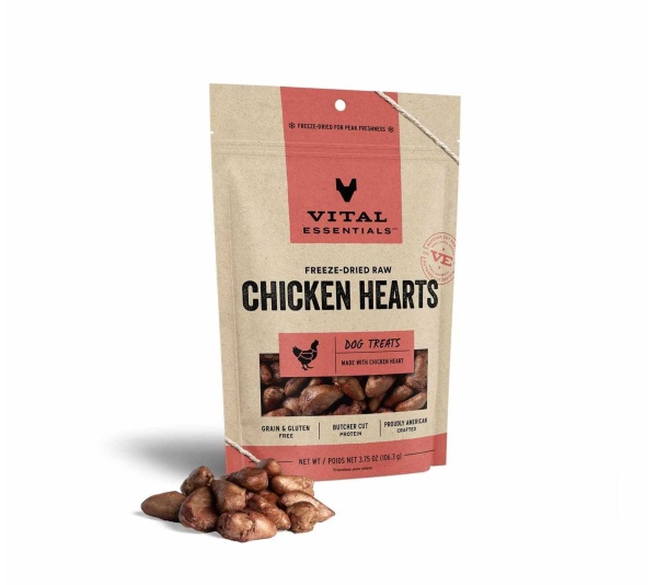 Vital Essentials(R) Freeze-Dried Chicken Hearts Dog Treats, - 3.75 oz
