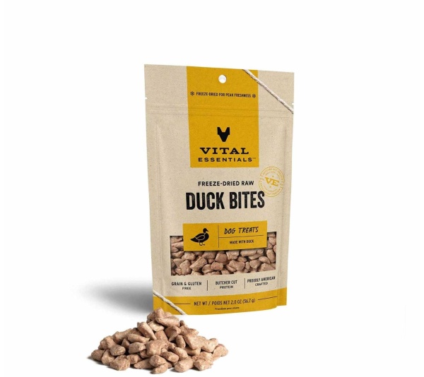 Vital Essentials(R) Freeze-Dried Duck Bites Dog Treats, - 2 oz