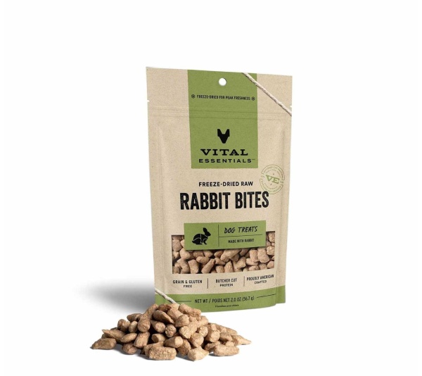 Vital Essentials(R) Freeze-Dried Rabbit Bites Dog Treats, - 2 oz