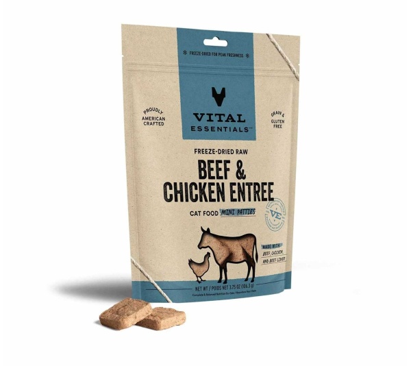 Vital Essentials(R) Freeze-Dried Raw Beef & Chicken Entree Cat Food Mini Patties,  - 3.75 oz